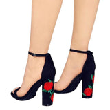 Floral Embroider High Heels