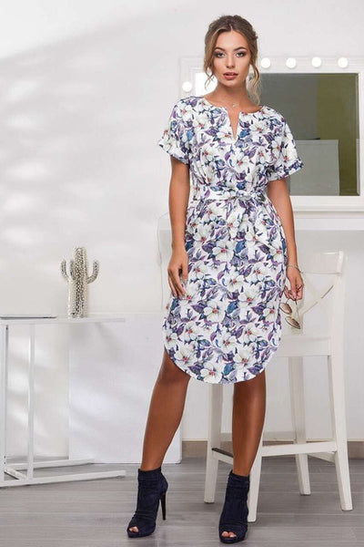 O-Neck Floral Dress