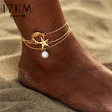 Star Moon Anklets Set